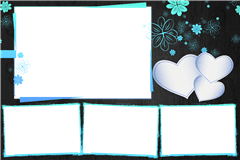 Fotobox Druckvorlage Schwarz-Türkis-Blumen – Kategorie Elegant